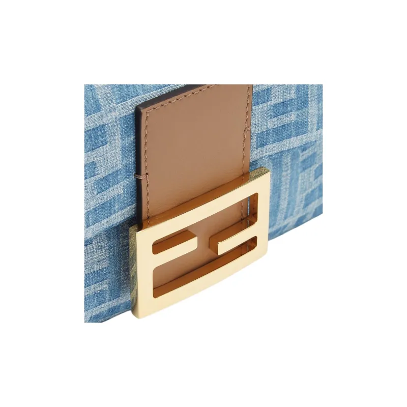 FENDI Baguette Polyurethane With Polyamide And Cotton One Shoulder Handbag Crossbody Bag Mini Women's Light Blue-4