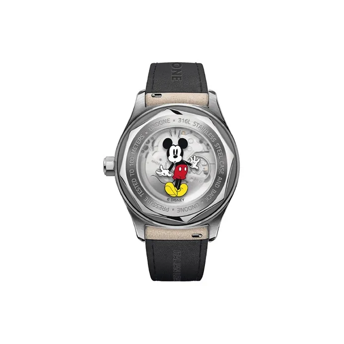 UNDONE Mickey Mouse Automatic Mechanical Movement Leather Watch Bands Watch Men's Watches White Dial-1