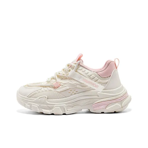 Warrior Durable Breathable Low Top Chunky Sneakers Women's Beige Pink