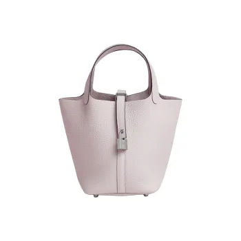 HERMES Picotin Lock Clemence Bullock Leather Basket Bag Handbag Women's 09 Mauve Pale Dream Purple