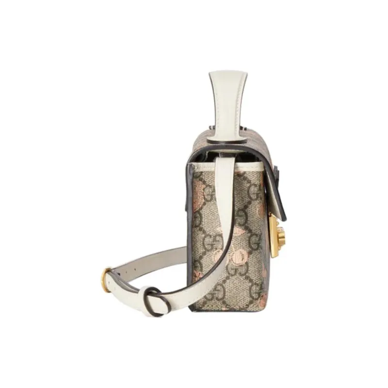 GUCCI Padlock Canvas With Leather Box Bag Shoulder Bag Crossbody Bag Handbag Mini Women's Ebony/White-2
