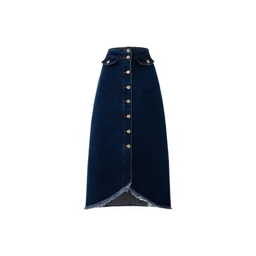 SOON FLOWER Denim Long Skirts Women's Blue