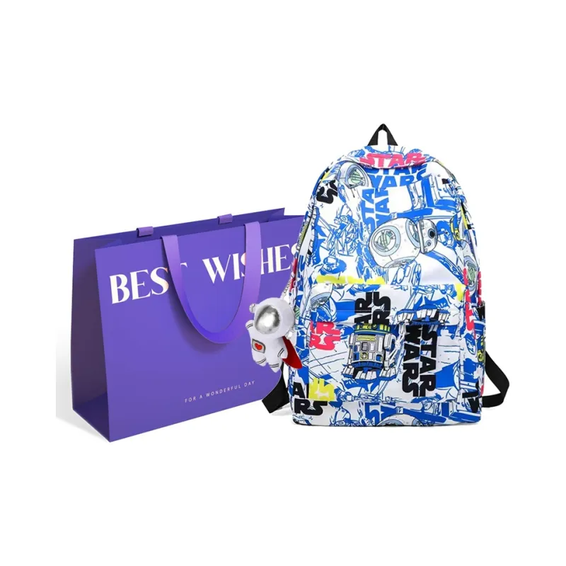 KAKAXI Nylon Backpack Unisex Black/Blue & White/Orange & White-42