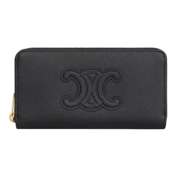 CELINE Grain Calfskin Wallet Large Size Women's Black