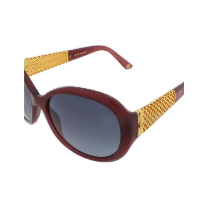 GUCCI Acetate Irregular Shape Sunglasses Women's Burgundy-1