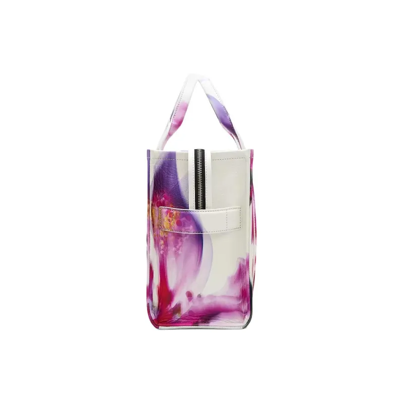 MARC JACOBS Pleated Leather Tote Bag, Shopping Bag, Shoulder Bag, Handbag Medium Size Unisex White & Pink Purple-1