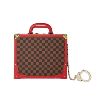 SPRAYGROUND Vegan Leather Briefcases Handbags Unisex Red Brown
