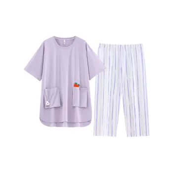 White Ran Pajama Set Women's Purple