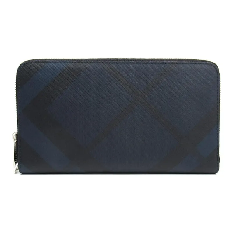 Burberry Thermoplastic Polyurethane With Polyester Cotton And Leather Patchwork Wallet Men's Marine Blue & Black-3