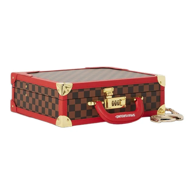 SPRAYGROUND Vegan Leather Briefcases Handbags Unisex Red Brown-5