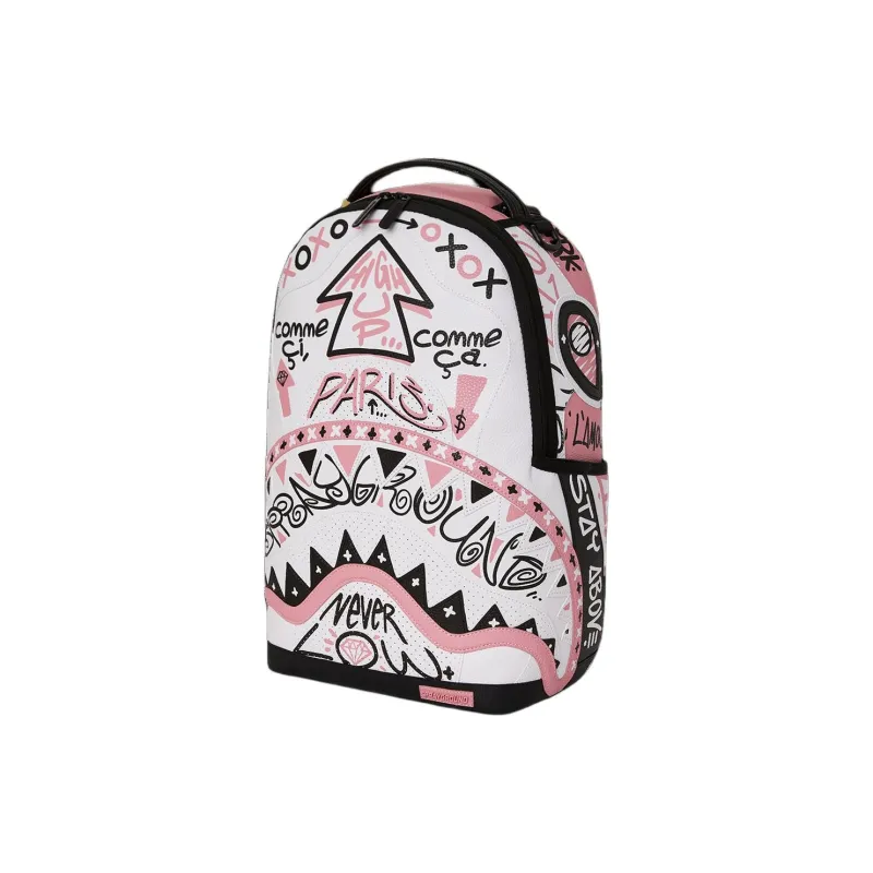SPRAYGROUND Faux Leather Backpack Women's Pink Black-2