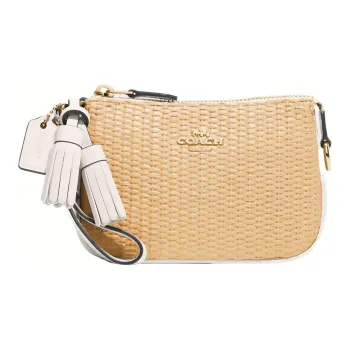 COACH Nolita Fabric Handbag, Shoulder Bag Trumpets Women's Ecru & Khaki