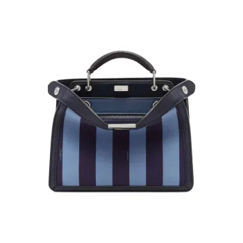 FENDI Peekaboo ISeeU Calfskin With Nylon Shoulder Bag Crossbody Bag Handbag Mini Men's Blue