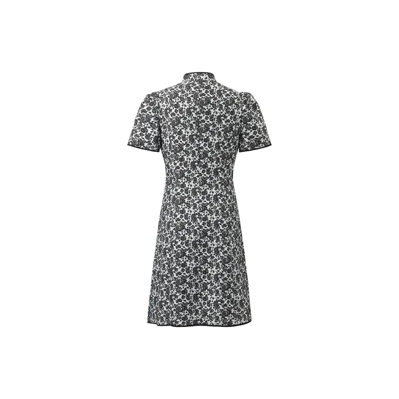GOELIA Cheongsam Women's 65C Light Gray Base Black Rose Jacquard-1