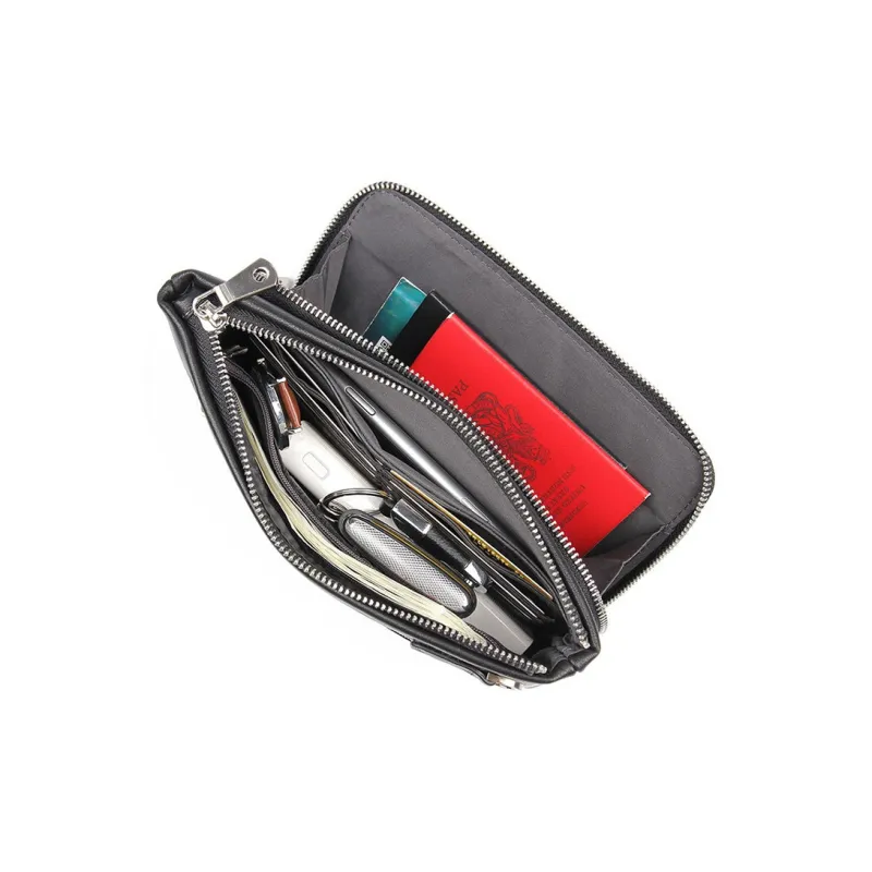 DOSRFINI Cow Leather Men's Handheld Bag Men's Black-3