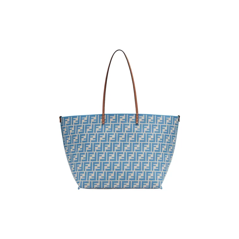 FENDI Jacquard Fabric Tote Bag Shopping Bag Handbag Large Size Women's Light Blue-1