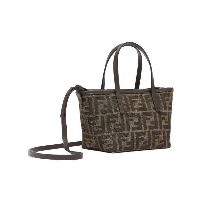 FENDI FF Calfskin Tote Bag Shopping Bag Shoulder Bag Crossbody Bag Mini Women's Brown-1