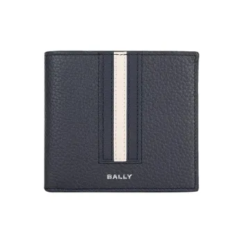 BALLY Calfskin Card Clip Wallets Men's Black