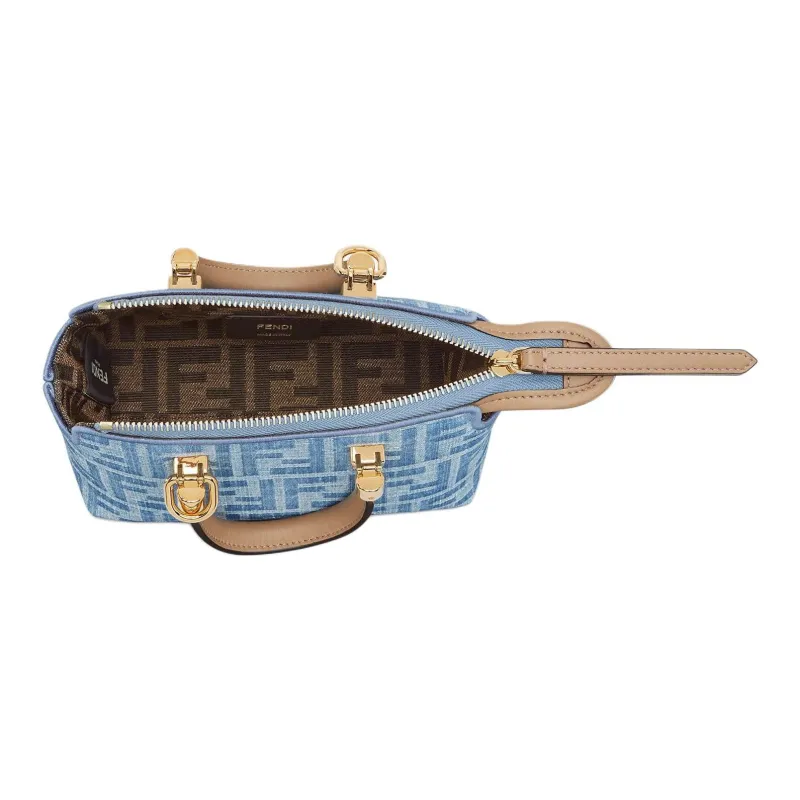 FENDI By The Way Series Denim Fabric Shoulder Bag, Crossbody Bag, Handbag Mini Women's Light Blue-3