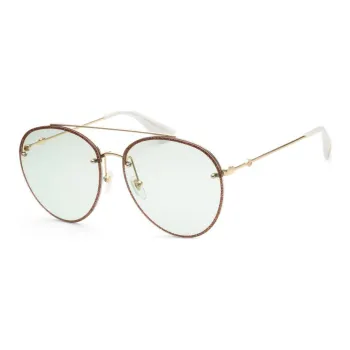 GUCCI Metal Oval Sunglasses Women's Gold