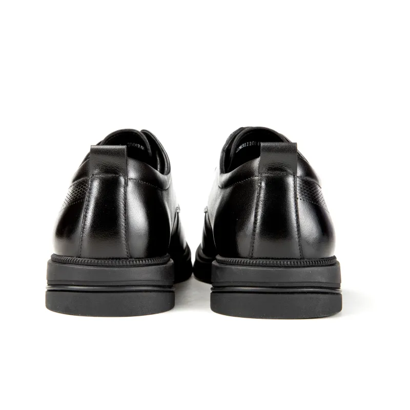 AOKANG Embossed Lace-Up Comfortable Commuter Shoes Dress Shoes Men's Black-6