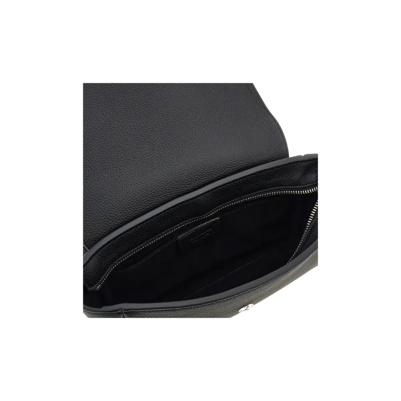 FERRAGAMO Stamped Calfskin Fanny Pack Men's Black-4