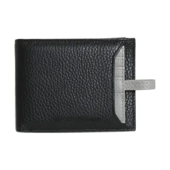 ARMANI EXCHANGEAE Leather Card Holder Wallet Men's Black/Hot Lime Gray