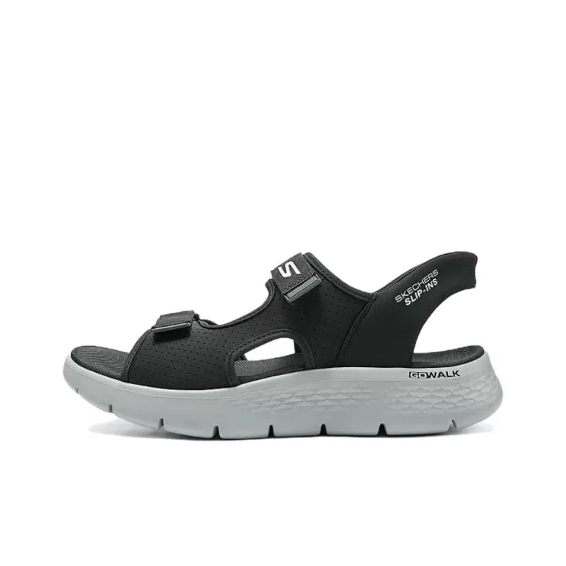 Skechers Go Walk Fle One Strap Sandals Men's Black Gray-0