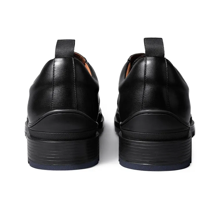 Zuti British Style Calfskin Derby Shoes Dress Shoes Men's Black-3