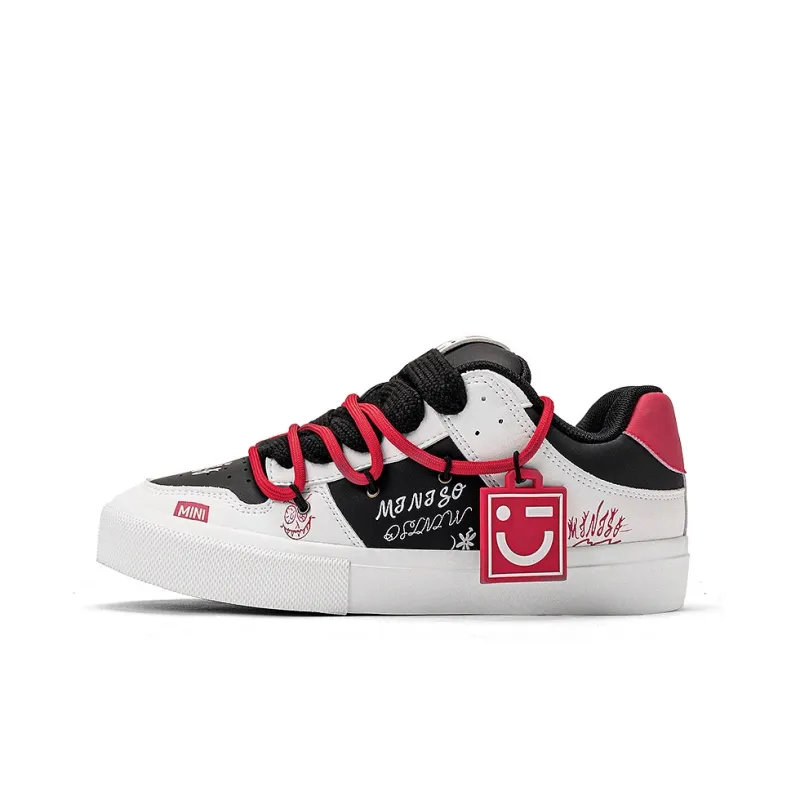 MINISO Low Top Skateboard Shoes Unisex Black Red-1