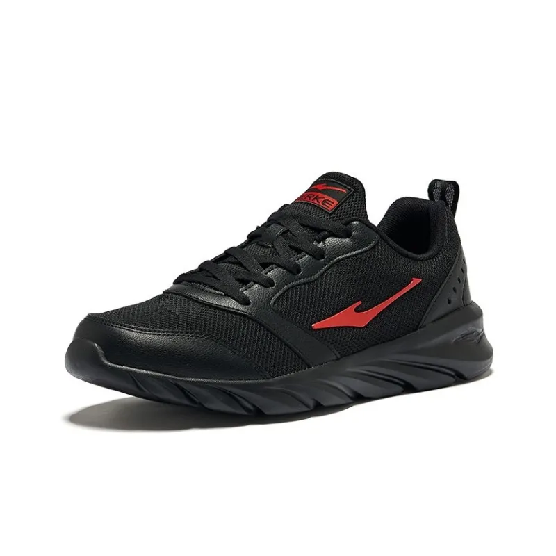 Erke Durable Breathable Low Top Running Shoes Men's Jet Black Red-2