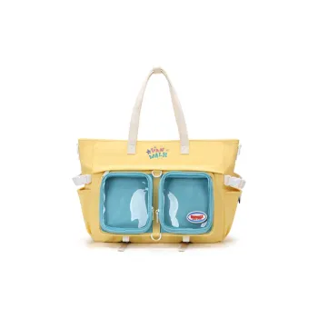 VANWALK Nylon Fabric Backpack Shoulder Bag Large Size Women's Coffee/Yellow/Blue