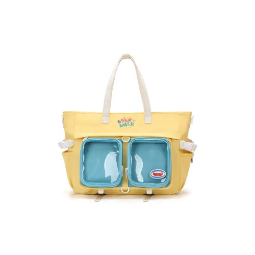 VANWALK Nylon Fabric Backpack Shoulder Bag Large Size Women's Coffee/Yellow/Blue