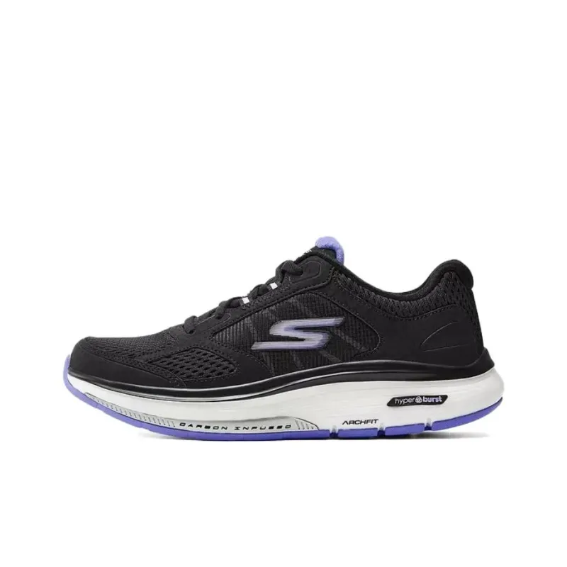 Skechers Cushioning Breathable Coverage Rebound Low Top Casual Running Shoes Women's Black Purple-0