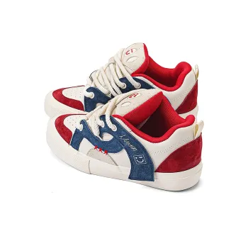 MINISO Low Top Skateboard Shoes Unisex White Blue Red