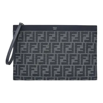 FENDI Cotton With Polyester Clutch Medium Size Men's Blue