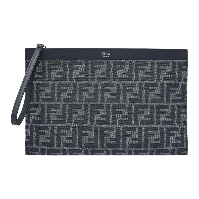 FENDI Cotton With Polyester Clutch Medium Size Men's Blue-0