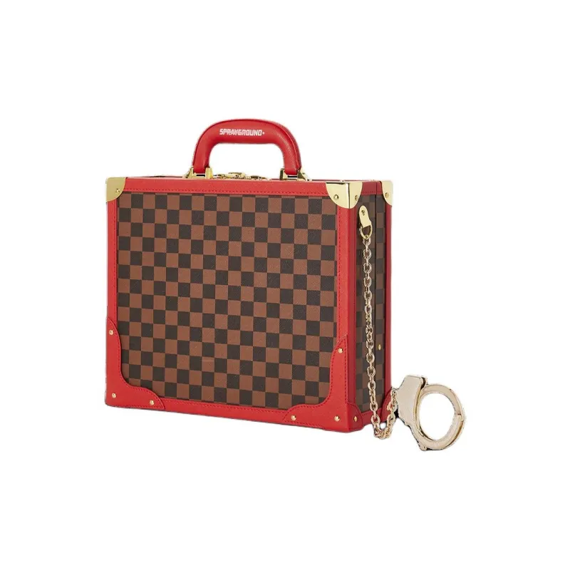 SPRAYGROUND Vegan Leather Briefcases Handbags Unisex Red Brown-1