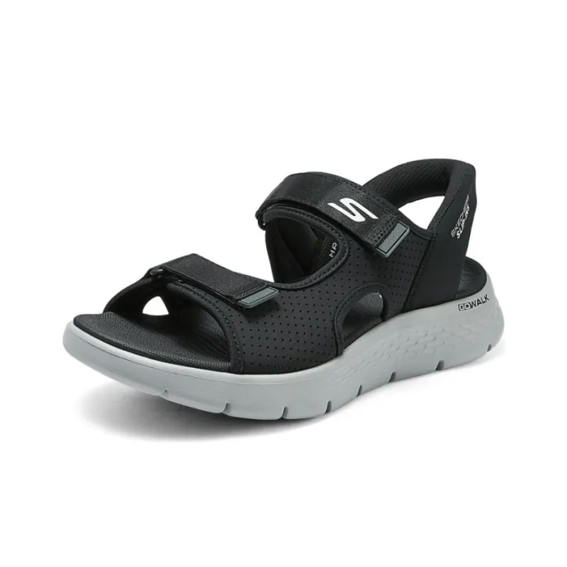 Skechers Go Walk Fle One Strap Sandals Men's Black Gray-2