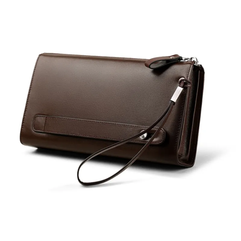 WilliamPOLO Cow Leather Clutch Anti Theft Handle Envelope Bag Multifunction Cell Phone Pouch Regular Men's Multicolor-8