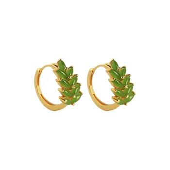 Heng Tai Jewelry S925 Silver Hetian Jade Earrings Women's Jasper