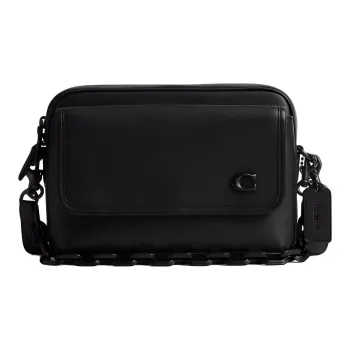 COACH Charter Leather Shoulder Bag Crossbody Bag Medium Size Women's Black