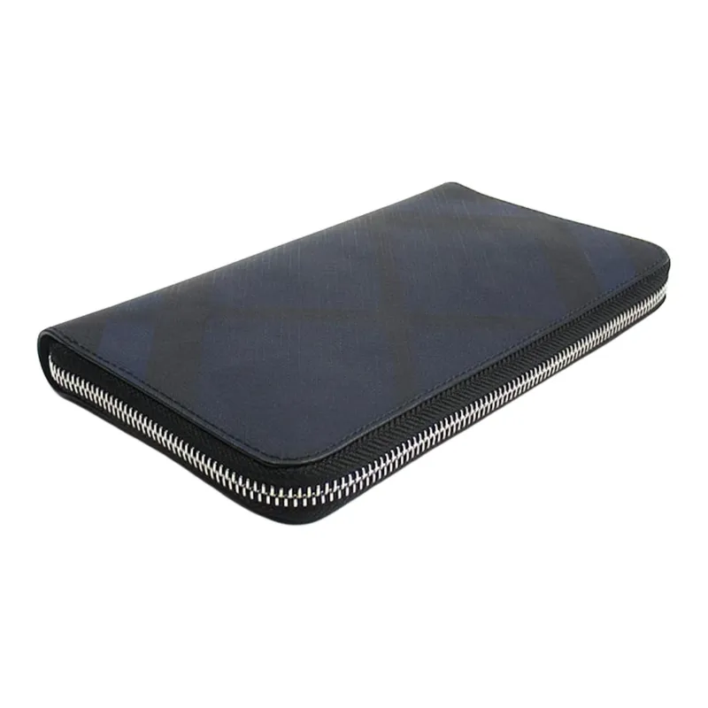 Burberry Thermoplastic Polyurethane With Polyester Cotton And Leather Patchwork Wallet Men's Marine Blue & Black-1