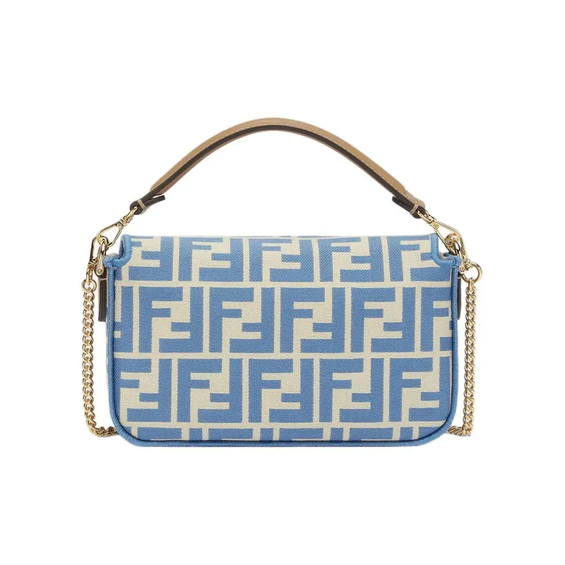 FENDI Baguette Polyurethane With Polyamide And Cotton One Shoulder Handbag, Crossbody Bag Mini Women's Light Blue-2
