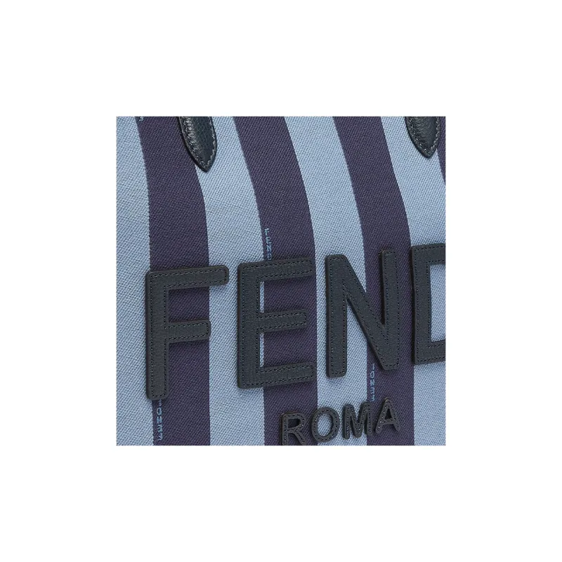 FENDI Jacquard Tote Bag Shopping Bag Handbag Men's Blue-4