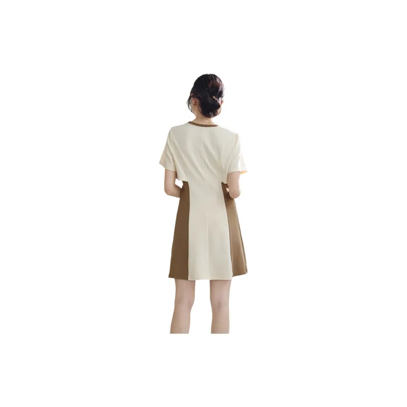 SMEN Short Sleeved Dress Women's Apricot-0