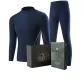 Mock Neck Fleece-Lined Clothing Sets (Navy Blue) Thickened and Fleece-Lined/Windproof and Neck Protection