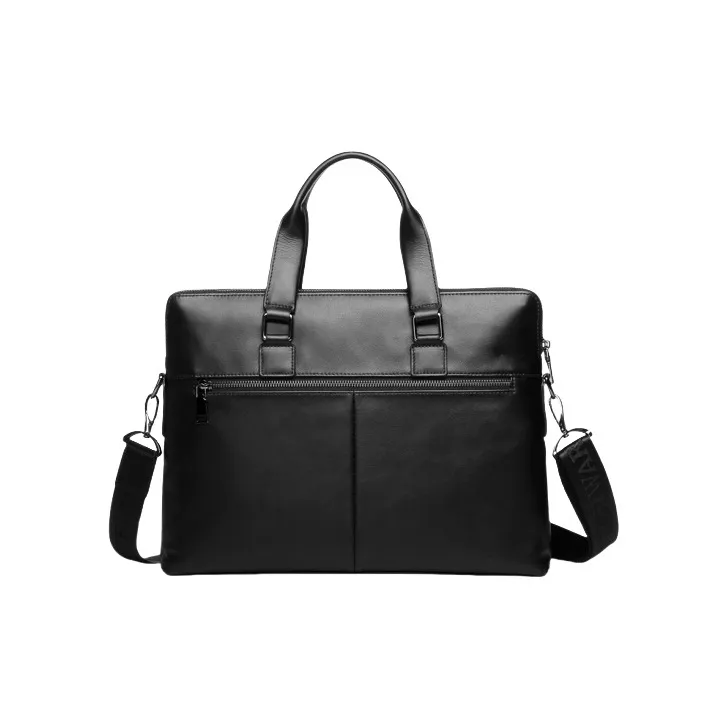 PULUWIRR Cow Leather Shoulder Bag, Crossbody Bag, Handbag Unisex Black-4
