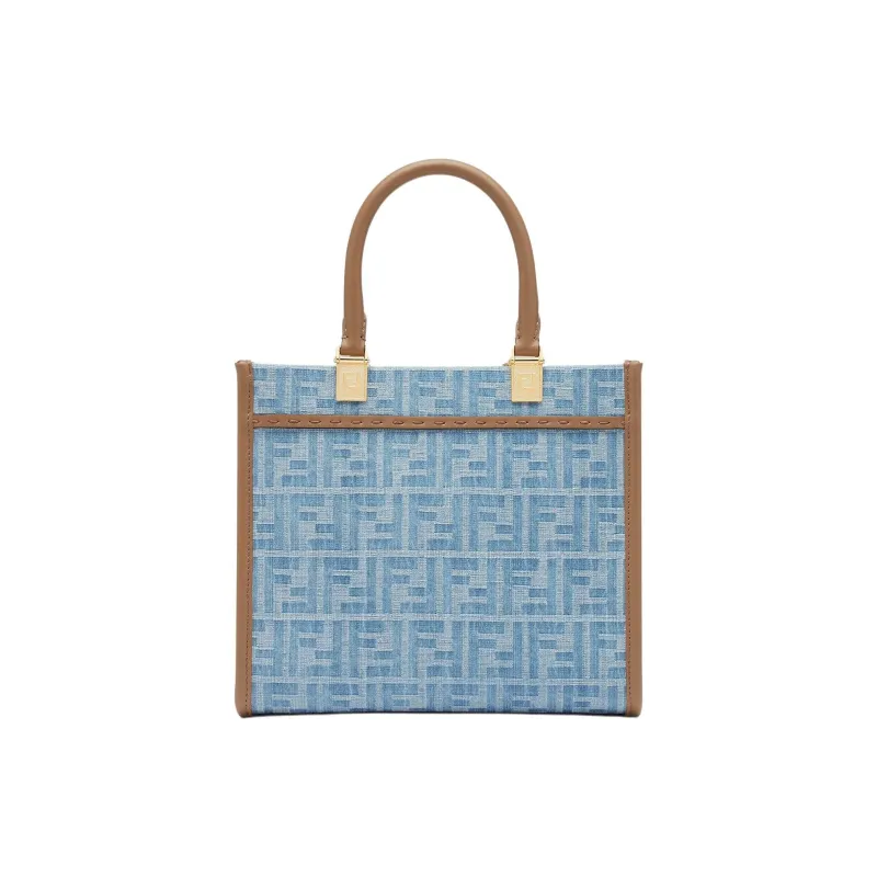 FENDI Sunshine Denim Tote Bag, Shopping Bag, Shoulder Bag, Handbag Small Size Women's Light Blue-2