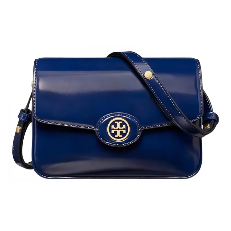 TORY BURCH Robinson Patent Leather Handbag Shoulder Bag Women's Marine Blue-1